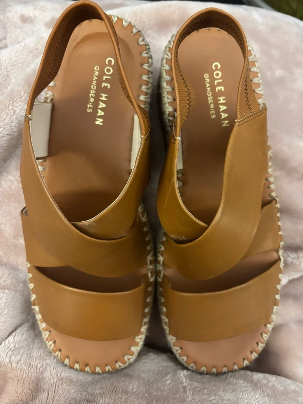Cole Haan Cognac Leather Espadrille Sandals